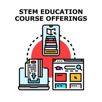Stem education course offerings and online learning platform 库存插图
