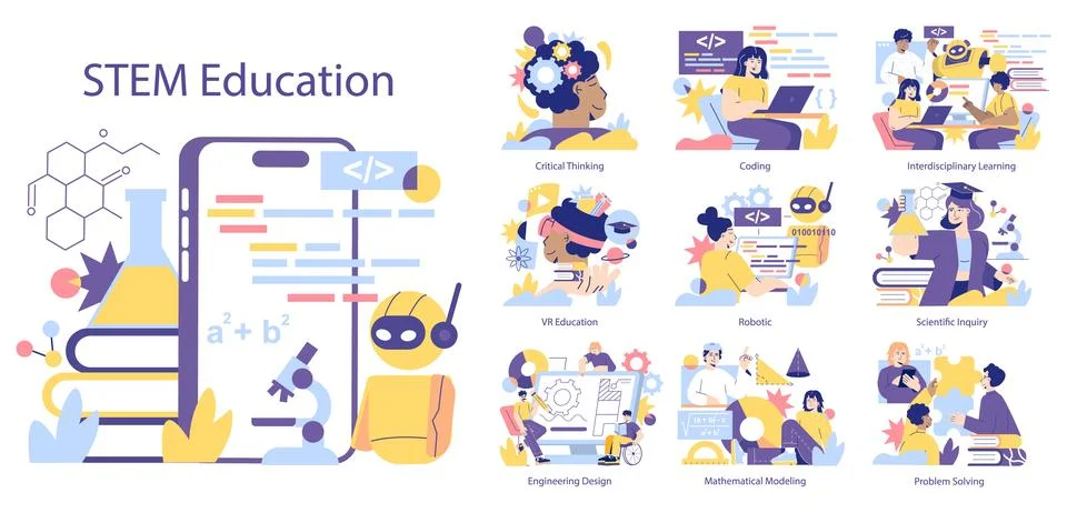 STEM Education. Flat Vector Illustration Stock Illustration