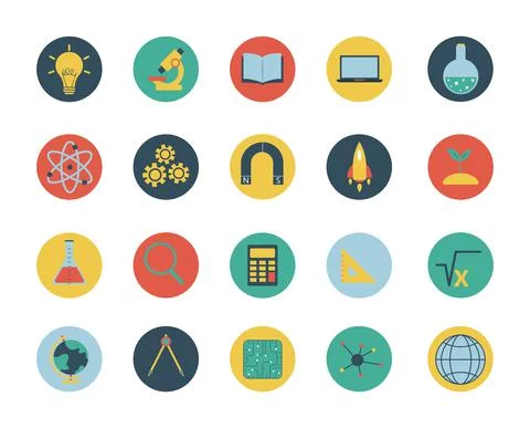 STEM education icons set 스톡 일러스트