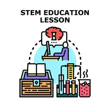 Stem education lesson and distant learning concept Stockillustratie
