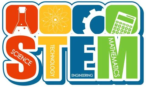 STEM education logo banner with learning icons Stock Illustration