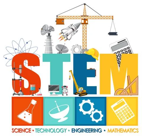 STEM education logo with icon ornament elements Illustrazione stock