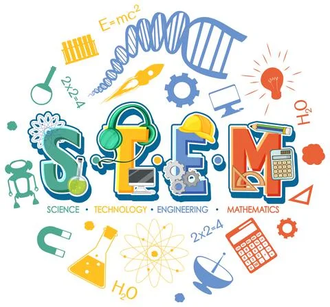 STEM education logo with icon ornament elements Illustrazione stock
