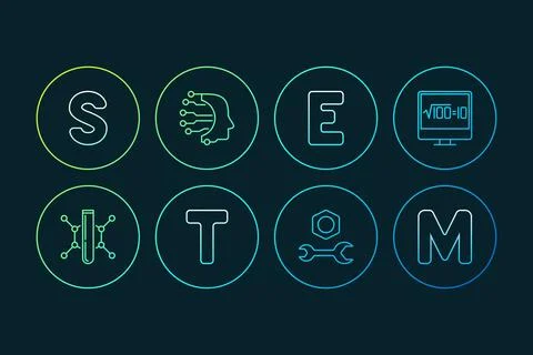 STEM Education minimal vector outline colorful modern illustration - Scienc.. Stock Illustration