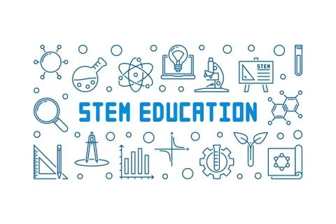 STEM Education vector concept outline horizontal illustration Stock Illustration