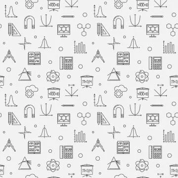STEM education vector minimal outline seamless pattern Stock Illustration