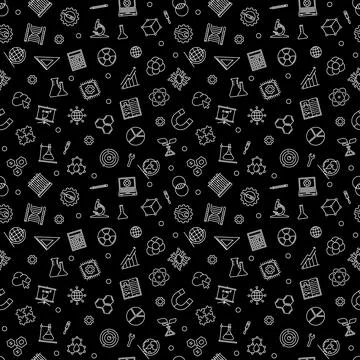 STEM Education vector Science dark seamless pattern Stock Illustration