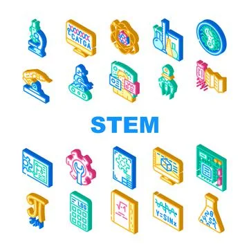 Stem Engineer Process And Science Icons Set Vector Stock Illustration
