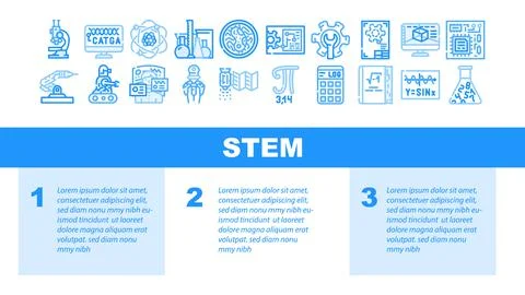 Stem Engineer Process And Science Landing Header Vector Stock Illustration