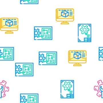 Stem Engineer Process And Science Icons Set Vector Illustrazione stock