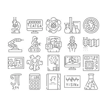 Stem Engineer Process And Science Icons Set Vector Illustrazione stock