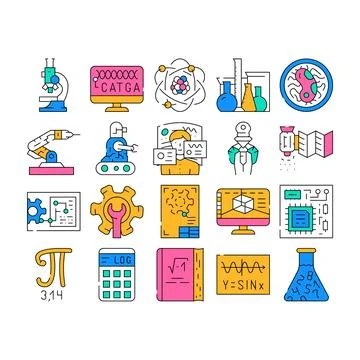 Stem Engineer Process And Science Icons Set Vector Stock Illustration