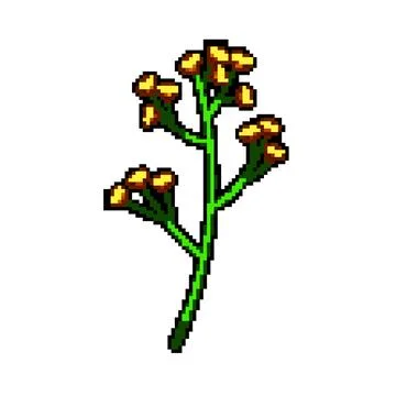 Stem flower branch pixel art vector illustration Stock Illustration