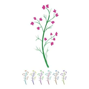 Stem flower branch vector cartoon graphic Stock Illustration