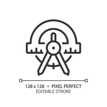 STEM in geometry pixel perfect linear icon Illustrazione stock