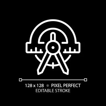 STEM in geometry pixel perfect white linear icon for dark theme Stock Illustration