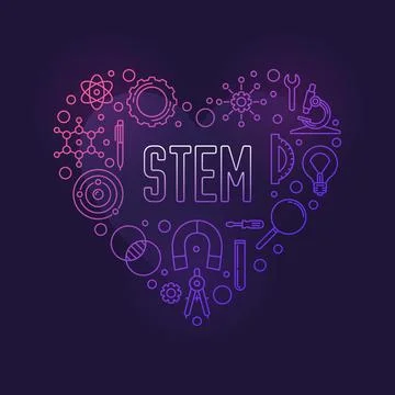STEM Heart concept vector colored linear illustration Stock Illustration