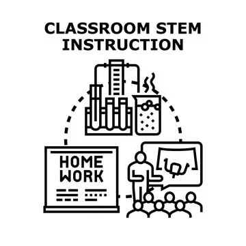 Stem instruction education lesson planning learning development Stock Illustration