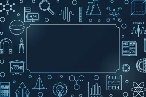 STEM learning blue modern horizontal frame. Vector illustration Stock Illustration
