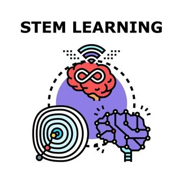 Stem learning concept connecting science technology engineering mathematics Stock Illustration