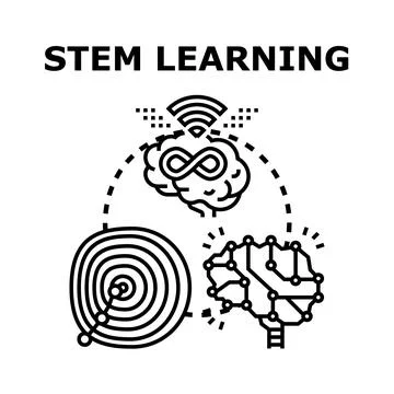 Stem learning concept connecting science technology engineering mathematics Stock Illustration
