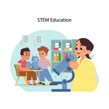 STEM learning concept. Flat vector illustration Stock Illustration
