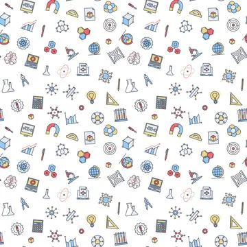 STEM learning concept vector colorful creative seamless pattern Stock Illustration