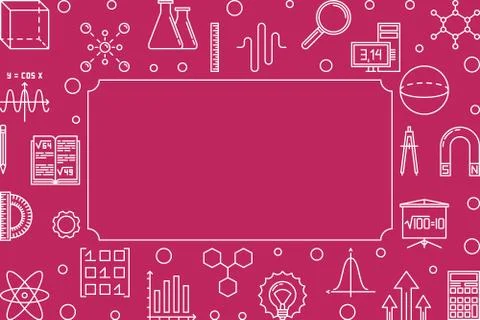 STEM learning horizontal frame. Vector science illustration Illustrazione stock