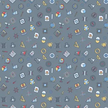 STEM Learning vector colorful seamless pattern. Science background Stock Illustration