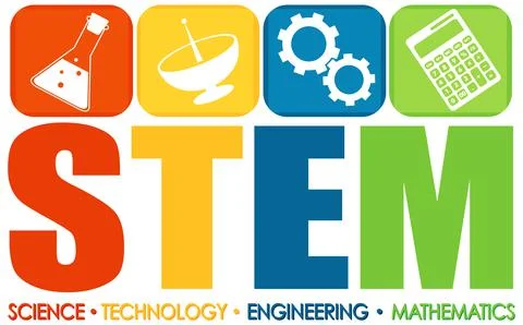 STEM logo with education and learning icon elements Stock Illustration