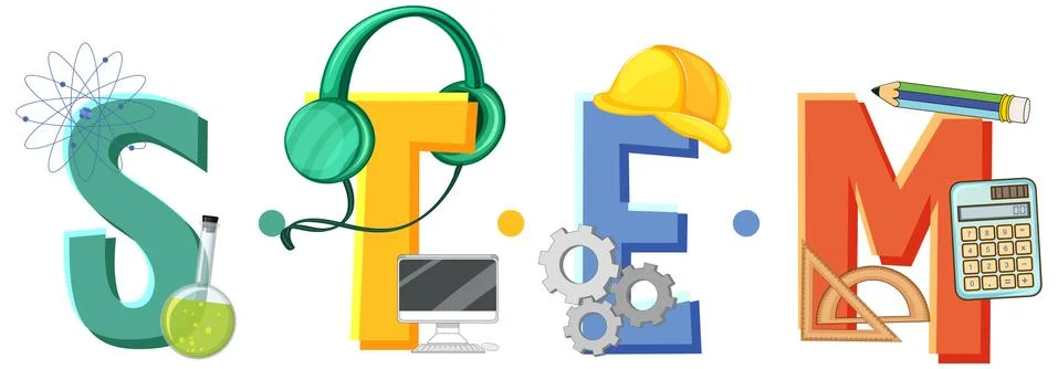 STEM logo with education and learning icon elements Stock Illustration
