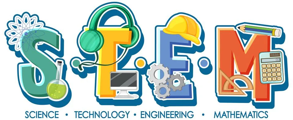 STEM logo with education and learning icon elements Stock Illustration