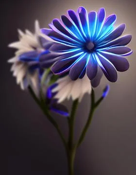 A stem with many charming blue African Daisy close-up. Stock Illustration