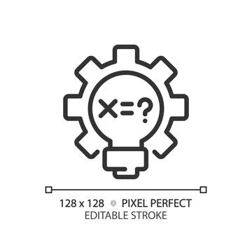 STEM in mathematics pixel perfect linear icon Stock Illustration