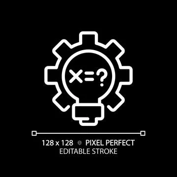 STEM in mathematics pixel perfect white linear icon for dark theme Stock Illustration