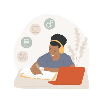 STEM online class isolated cartoon vector illustration. Illustrazione stock