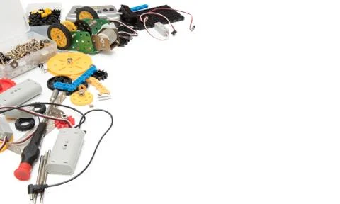 STEM or DIY science Kit set white background. Stock Photos