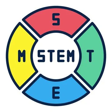 STEM round vector concept colored icon or symbol Stock Illustration