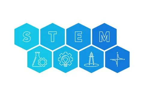 STEM - Science and Math vector hexagonal illustration イラスト素材