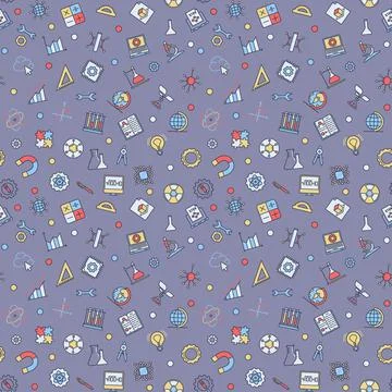 STEM Science colorful seamless pattern - vector background Stock Illustration