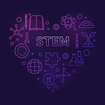 STEM Science Heart line concept banner. Science, Technology, Engineering an.. イラスト素材