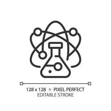 STEM in science pixel perfect linear icon Stock Illustration
