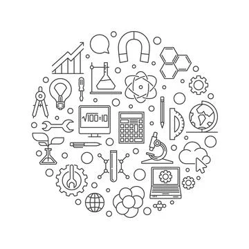 STEM - science, technology, engineering and math vector banner イラスト素材