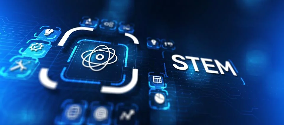 STEM science, technology, engineering, and mathematics as educational category Stock Illustration