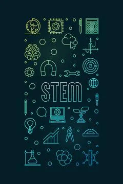 STEM - Science, Technology, Engineering and Math concept vertical colored b.. Illustrazione stock