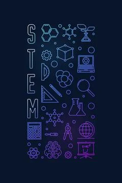 STEM - Science, Technology, Engineering and Mathematics vector concept thin.. 库存插图