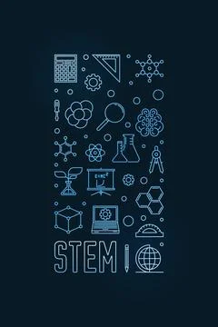 STEM - Science, Technology, Engineering and Math concept vertical blue bann.. イラスト素材