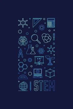 STEM - Science, Technology, Engineering and Math concept vertical blue bann.. イラスト素材
