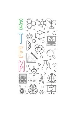 STEM - Science, Technology, Engineering and Math vector simple concept outl.. イラスト素材