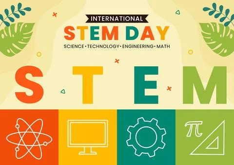 STEM Science, Technology, Engineering, Mathematics Education Social Media I.. Stock Illustration